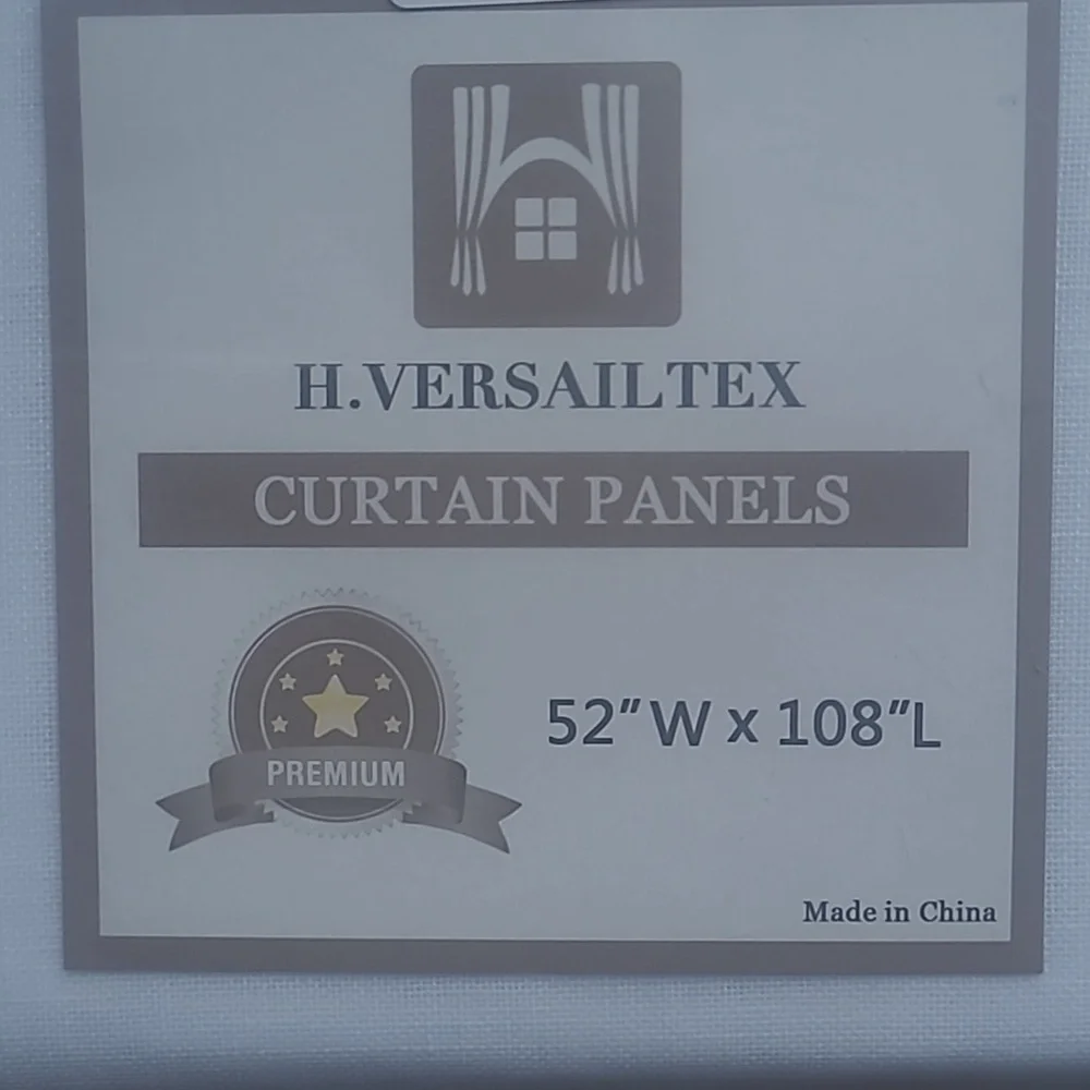 NWT! H Versailtex Elegant White Linen Curtains set of 2 panels 52 x 108